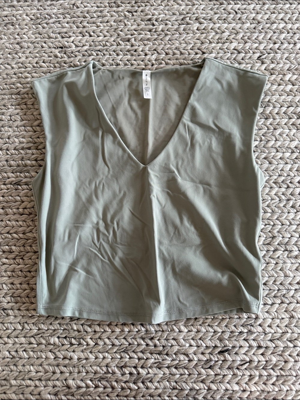 Athleta Olive V-Neck Sleeveless Tank Top